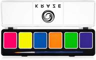 🎨 kraze fx 6 color neon face & body paint palette (6 gram) with brush - water activated, professional uv glow blacklight reactive face painting kit, hypoallergenic & non-toxic, safe for sensitive skin - the ultimate palette for vibrant and safe neon face & body painting logo