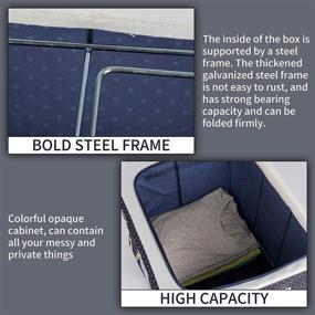 img 1 attached to 📦 F.P.L Oxford Cloth Steel Frame Storage Box - Foldable Clothing Storage Bin Organizer for Clothes, Blankets, and Comforters (66L, Navy Blue Set of 2)