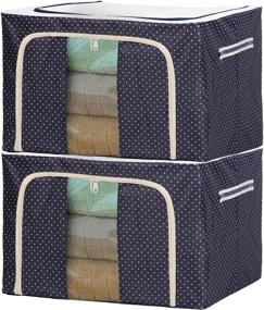 img 4 attached to 📦 F.P.L Oxford Cloth Steel Frame Storage Box - Foldable Clothing Storage Bin Organizer for Clothes, Blankets, and Comforters (66L, Navy Blue Set of 2)