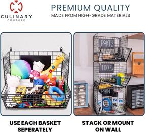 img 1 attached to 🍎 Premium 3 Tier Hanging Wire Basket for Fruit and Pantry Organization - Wall Mounted Storage Bins with Adjustable Chalkboards, S-Hooks - Heavy Duty Iron Metal - Gift Box Included (Black)