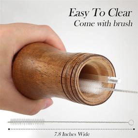 img 1 attached to MuuWooden Salt and Pepper Grinder Set - Refillable, High-quality, Wooden Grinders