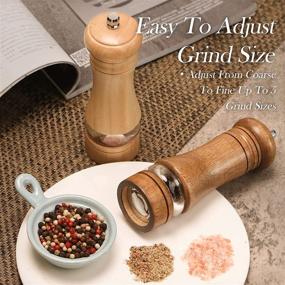 img 2 attached to MuuWooden Salt and Pepper Grinder Set - Refillable, High-quality, Wooden Grinders