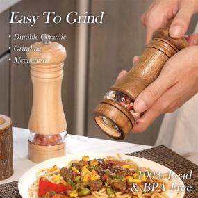 img 3 attached to MuuWooden Salt and Pepper Grinder Set - Refillable, High-quality, Wooden Grinders