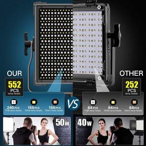 img 2 attached to 🌈 RGB LED Video Lighting Kit - 50W Studio Lights for YouTube Photography, 2 Packs LED Light Panels with Memory Function, 552PCS Beads, 2600K-10000K, 7000Lux@0.5M, 9 Lighting Scenes