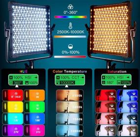 img 3 attached to 🌈 RGB LED Video Lighting Kit - 50W Studio Lights for YouTube Photography, 2 Packs LED Light Panels with Memory Function, 552PCS Beads, 2600K-10000K, 7000Lux@0.5M, 9 Lighting Scenes