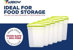 img 2 attached to 🥡 BPA-Free Reusable Food Storage Containers - Arrow: Freeze, Store, Reheat - Easy-to-Use Food Prep Containers with Lids, 1 Quart (4 Cups) - 6 Pack