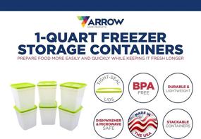 img 3 attached to 🥡 BPA-Free Reusable Food Storage Containers - Arrow: Freeze, Store, Reheat - Easy-to-Use Food Prep Containers with Lids, 1 Quart (4 Cups) - 6 Pack