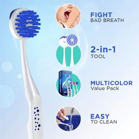 img 2 attached to 👅 Oralganix 2-in-1 Tongue Cleaner - Buy 4 Pack - Tongue Brush and Scraper (Multicolor)