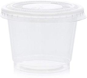 img 1 attached to 🍽️ Juvale 500-Pack of 1 Ounce Plastic Portion Control Cups with Lids for Jello Shots, Condiments, Sauces, and More