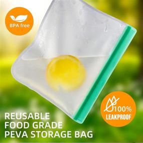 img 2 attached to LeMuna 12 Pack Reusable Food Storage Bags - BPA Free, Leakproof & PEVA - 4 Gallon Freezer Bags, 4 Reusable Sandwich Bags, 4 Reusable Snack Bags