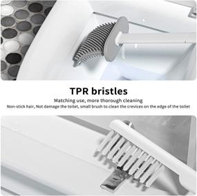 img 2 attached to 🧼 Efficient Wall Toilet Brush and Holder Set: Bendable Brush Head for Easy Cleaning of Toilet Corners with Silicone Bristles