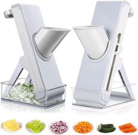 img 4 attached to 🥕 Safe Mandoline Slicer: Efficient Vegetable Chopper with Multi Blades, Container, and Adjustable Thickness for Kitchen - Cut, Grate, Slice Veggies, Fruits, Meat, and More!