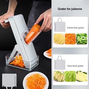 img 3 attached to 🥕 Safe Mandoline Slicer: Efficient Vegetable Chopper with Multi Blades, Container, and Adjustable Thickness for Kitchen - Cut, Grate, Slice Veggies, Fruits, Meat, and More!