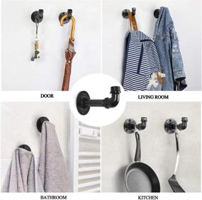 img 1 attached to 🧷 Mooace Set of 3 Towel Hooks, Industrial Iron Pipe Coat Robe Clothes Hook for Bathroom Kitchen Garage, Wall Mounted Heavy Duty Utility Hooks, No Rust Hooks in Black Color