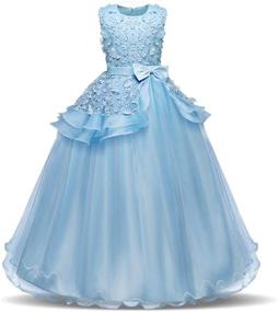 img 4 attached to Потрясающие платья для девочек NNJXD Принцессы на конкурсе красоты - без рукавов, с вышивкой, для детского бала
