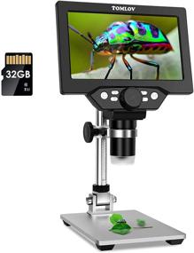 img 4 attached to 🔬 TOMLOV 7" LCD Digital Microscope with Dimmable LED, 1080P Video, Metal Stand, 12MP Camera for Kids Adults, Windows/Mac Compatible - Includes 32GB SD Card