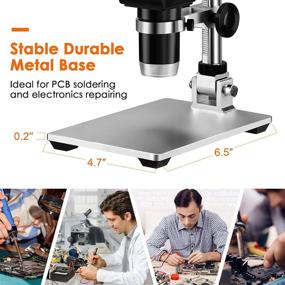 img 2 attached to 🔬 TOMLOV 7" LCD Digital Microscope with Dimmable LED, 1080P Video, Metal Stand, 12MP Camera for Kids Adults, Windows/Mac Compatible - Includes 32GB SD Card
