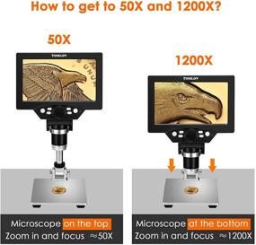 img 1 attached to 🔬 TOMLOV 7" LCD Digital Microscope with Dimmable LED, 1080P Video, Metal Stand, 12MP Camera for Kids Adults, Windows/Mac Compatible - Includes 32GB SD Card