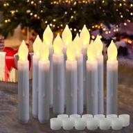 🕯️ homemory 6.5 inches led battery operated taper candles - flickering flameless taper candles, set of 12 dripless warm white led handheld candles lights for church weddings логотип