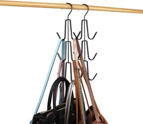 img 4 attached to 👜 Enhanced Metal Purse Handbag Hangers 2-Pack - Space Saving Closet Organizers for Purses, Handbags, Backpacks, Tank Tops, Belts - Black
