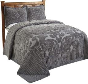 img 1 attached to 🛌 Better Trends Ashton Collection: Super Soft & Light Weight Medallion Design 100% Cotton Queen Bedspread - Gray