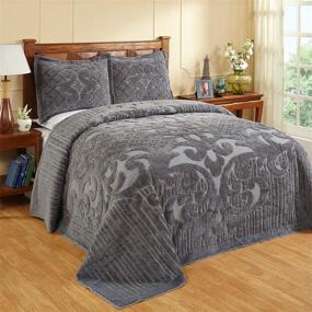 img 4 attached to 🛌 Better Trends Ashton Collection: Super Soft & Light Weight Medallion Design 100% Cotton Queen Bedspread - Gray