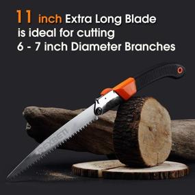 img 3 attached to 🪓 Folding Camping Saw - 11 Inch Extra Long Blade Hand Saw for Wood, Dry Wood Pruning Saw - Hard Teeth, High-Quality SK-5 Steel - REXBETI