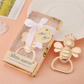 img 1 attached to 🍼 48-Pack Baby Shower Beer Bottle Openers - Gold Bee Theme Party Favors for Birthday Decorations and Bumble Bee Party Supplies