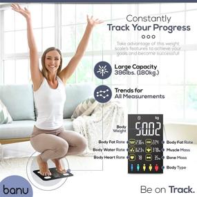 img 2 attached to BANU Digital Body Scales for Weight and Body Composition Analysis – Large Display, BMI, Heart Rate, Syncs with Fitness App (Black)