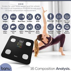 img 3 attached to BANU Digital Body Scales for Weight and Body Composition Analysis – Large Display, BMI, Heart Rate, Syncs with Fitness App (Black)