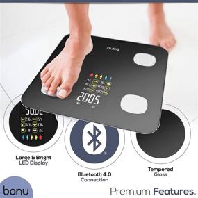 img 1 attached to BANU Digital Body Scales for Weight and Body Composition Analysis – Large Display, BMI, Heart Rate, Syncs with Fitness App (Black)