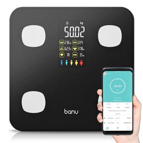 img 4 attached to BANU Digital Body Scales for Weight and Body Composition Analysis – Large Display, BMI, Heart Rate, Syncs with Fitness App (Black)