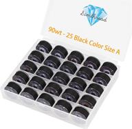 🧵 25 pcs simthread 90 weight black prewound bobbin thread size a class 15 (sa156) in clear plastic case box – 60s/2 for brother embroidery & sewing machines diy logo