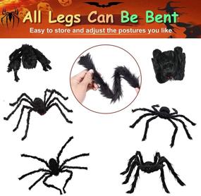 img 2 attached to 🕷️ 6.6Ft Giant Halloween Spider Decorations for Outdoor and Indoor Use - Scary and Hairy Halloween Decor Spiders for Party Decorations. 79'' Realistic Black Spider for Yard and Garden Creepy Decor.