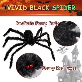 img 3 attached to 🕷️ 6.6Ft Giant Halloween Spider Decorations for Outdoor and Indoor Use - Scary and Hairy Halloween Decor Spiders for Party Decorations. 79'' Realistic Black Spider for Yard and Garden Creepy Decor.