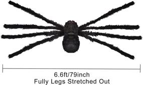 img 1 attached to 🕷️ 6.6Ft Giant Halloween Spider Decorations for Outdoor and Indoor Use - Scary and Hairy Halloween Decor Spiders for Party Decorations. 79'' Realistic Black Spider for Yard and Garden Creepy Decor.