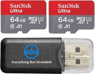 📸 sandisk ultra microsdxc память карта 128gb (2 pack 64gb х 2), класс 10, с читалкой карт памяти everything but stromboli логотип