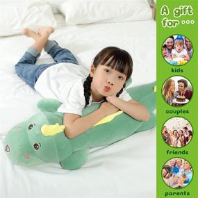 img 2 attached to 🦕 Large 31.4" Dinosaur Plush Toy Pillow - Soft Stuffed Animal Doll for Kids - Lumbar Support Cushion - Great Gift for Birthdays and Valentine's Day