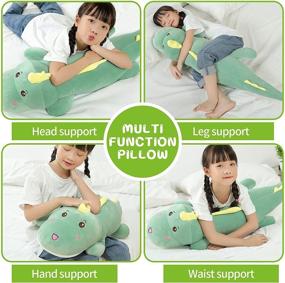 img 3 attached to 🦕 Large 31.4" Dinosaur Plush Toy Pillow - Soft Stuffed Animal Doll for Kids - Lumbar Support Cushion - Great Gift for Birthdays and Valentine's Day