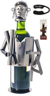 🍷 architectural wine bottle holder set: blueprint design with geometric rulers, includes foil cutter and vacuum stopper логотип