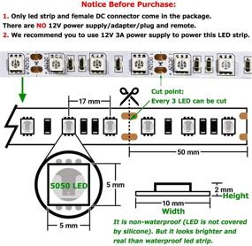 img 2 attached to 🟢 Brilliantly Bright Green LED Strip Light: iNextStation 16ft/5m SMD5050 300 LEDs, 12V Flexible Non-Waterproof LED Tape (Adapter Not Included)