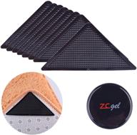 zc gel rug grippers for hardwood floors (8 pcs), anti slip rug grippers - non curling & washable - reusable non-trace removable eco-friendly carpet gripper for tile floors, carpets, floor mats - black logo