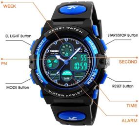 img 2 attached to ⌚ Boys Digital Watch: Waterproof Outdoor Sports Wristwatch with Alarm, Stopwatch, Calendar - Black Blue