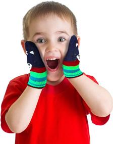 img 3 attached to Stay Cozy this Winter with 3 Pairs of Toddler Magic Stretch Mittens Full Finger Knit Gloves (Color Set 5)