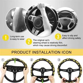 img 2 attached to 🌻 Set of 10 Sunflower Car Accessories: Sunflower Steering Wheel Cover, Seat Belt Covers, Coasters, Keyrings, Console Pad Cover, Car Vent Decorations