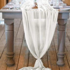 img 4 attached to 👰 Socomi 10ft Ivory Chiffon Table Runner - Romantic Wedding Decorations, Sheer Bridal Party Runner, 29x120 Inches