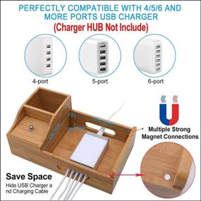 img 3 attached to 🔌 Versatile Bamboo Charging Station with 5 Charge Cables, Watch Stand, and Wood Desk Organizer - Kindle, Cell Phone, and Tablet Compatible (No Charger HUB)