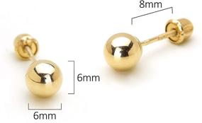 img 3 attached to 14k Yellow Gold Plain Hollow Ball Children's Stud Earrings with Screw Back - 2,3,4,5,6mm for Baby Girls