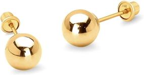 img 4 attached to 14k Yellow Gold Plain Hollow Ball Children's Stud Earrings with Screw Back - 2,3,4,5,6mm for Baby Girls