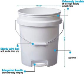 img 3 attached to High-Quality White HDPE Bucket with Bottom Grip Handle - Hudson Exchange 5 Gallon